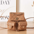 Chanel AS3787 Small Backpack Grained Shiny Calfskin & Gold-Tone Metal Brown - Default Title - View 1