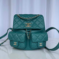 Chanel AS3787 Small Backpack Grained Shiny Calfskin & Gold-Tone Metal Green - Default Title - View 1