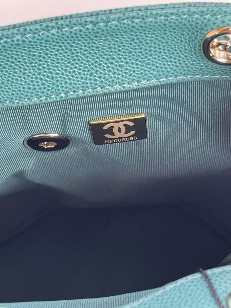 Chanel AS3787 Small Backpack Grained Shiny Calfskin & Gold-Tone Metal Green - Default Title - View 9