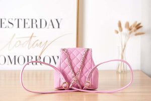 Chanel AS3787 Small Backpack Grained Shiny Calfskin & Gold-Tone Metal Pink - Default Title - View 4