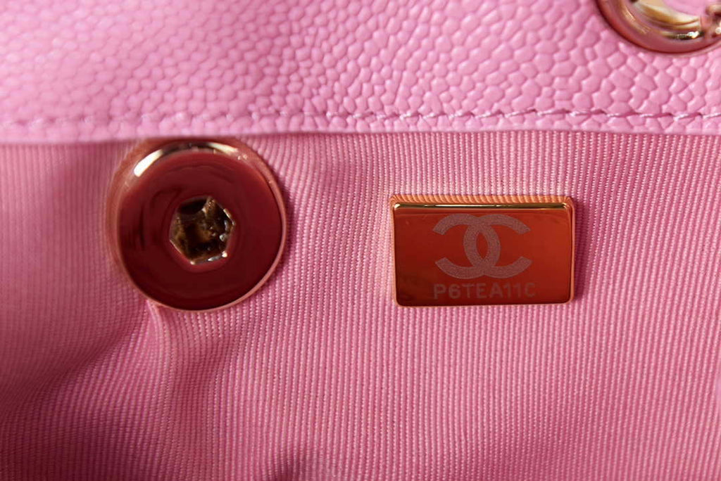 Chanel AS3787 Small Backpack Grained Shiny Calfskin & Gold-Tone Metal Pink