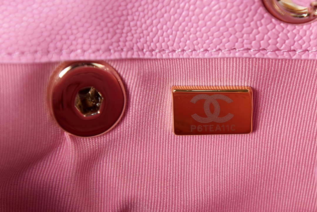 Chanel AS3787 Small Backpack Grained Shiny Calfskin & Gold-Tone Metal Pink