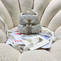 Chanel AS3787 Small Backpack Grained Shiny Calfskin & Gold-Tone Metal White - Default Title - View 1