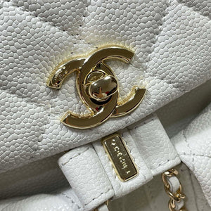 Chanel AS3787 Small Backpack Grained Shiny Calfskin & Gold-Tone Metal White - Default Title - View 5