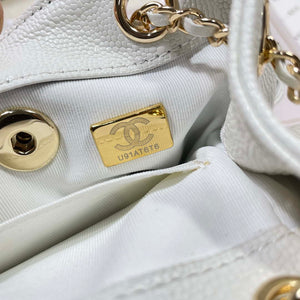 Chanel AS3787 Small Backpack Grained Shiny Calfskin & Gold-Tone Metal White - Default Title - View 9