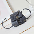 Chanel Small Backpack Grained Shiny Calfskin & Gold-Tone Metal AS3787 Gray - Default Title - View 1