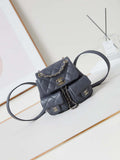 Chanel Small Backpack Grained Shiny Calfskin & Gold-Tone Metal AS3787 Gray