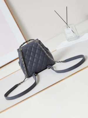 Chanel Small Backpack Grained Shiny Calfskin & Gold-Tone Metal AS3787 Gray - Default Title - View 5