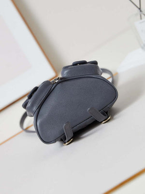 Chanel Small Backpack Grained Shiny Calfskin & Gold-Tone Metal AS3787 Gray - Default Title - View 6