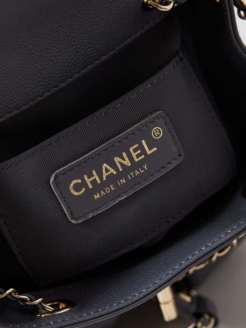Chanel Small Backpack Grained Shiny Calfskin & Gold-Tone Metal AS3787 Gray