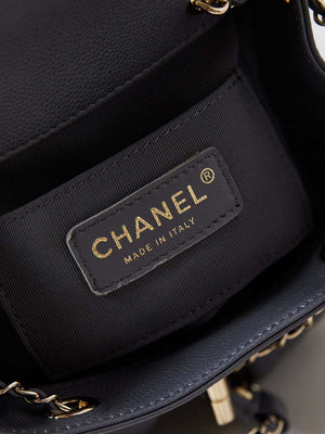 Chanel Small Backpack Grained Shiny Calfskin & Gold-Tone Metal AS3787 Gray - Default Title - View 8