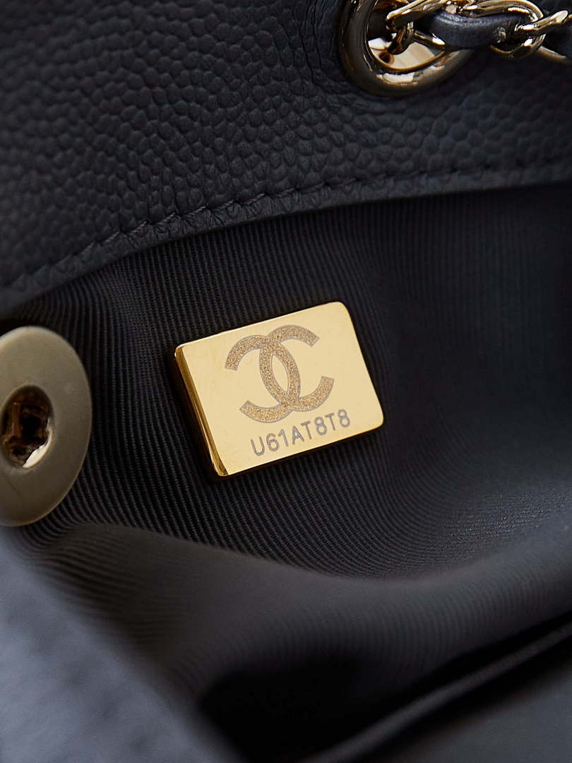 Chanel Small Backpack Grained Shiny Calfskin & Gold-Tone Metal AS3787 Gray