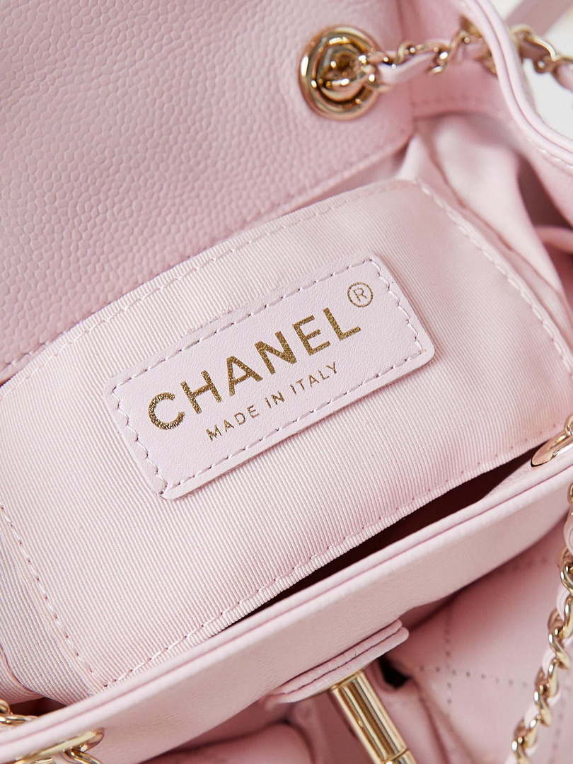 Chanel AS3787 Small Backpack Grained Shiny Calfskin & Gold-Tone Metal Light Pink - Default Title - View 8