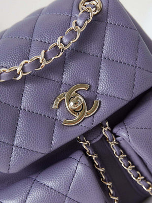 Chanel AS3787 Small Backpack Grained Shiny Calfskin & Gold-Tone Metal Light Purple - Default Title - View 2