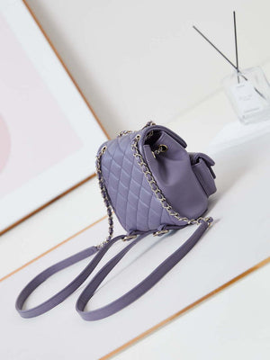 Chanel AS3787 Small Backpack Grained Shiny Calfskin & Gold-Tone Metal Light Purple - Default Title - View 4