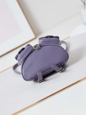 Chanel AS3787 Small Backpack Grained Shiny Calfskin & Gold-Tone Metal Light Purple - Default Title - View 7
