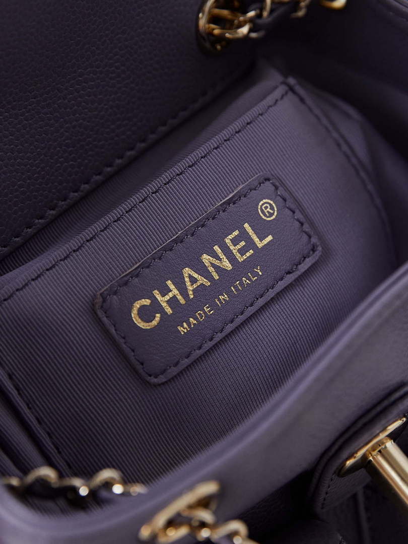 Chanel AS3787 Small Backpack Grained Shiny Calfskin & Gold-Tone Metal Light Purple - Default Title - View 8