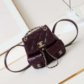 Chanel AS3787 Small Backpack Grained Shiny Calfskin & Gold-Tone Metal Wine Red - Default Title - View 1