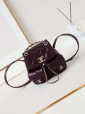 Chanel AS3787 Small Backpack Grained Shiny Calfskin & Gold-Tone Metal Wine Red