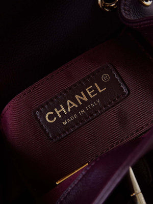 Chanel AS3787 Small Backpack Grained Shiny Calfskin & Gold-Tone Metal Wine Red - Default Title - View 8