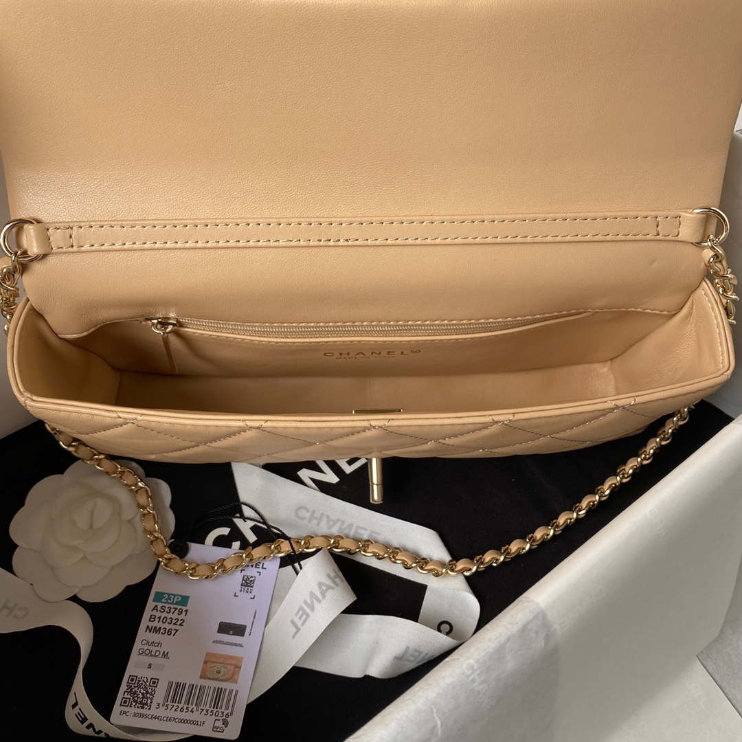 Chanel AS3791 Flap Bag Lambskin Apricot