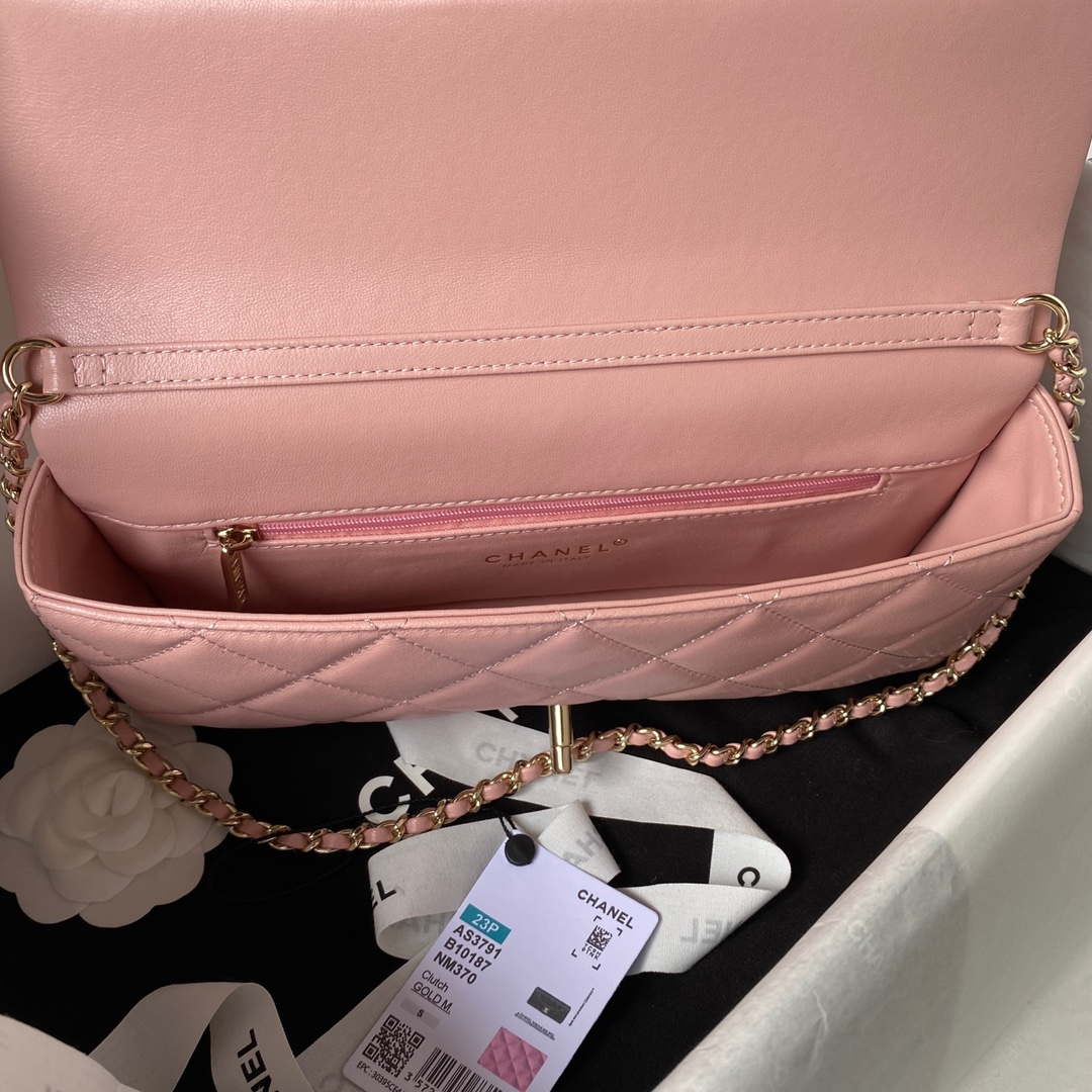 Chanel AS3791 Flap Bag Lambskin Pink