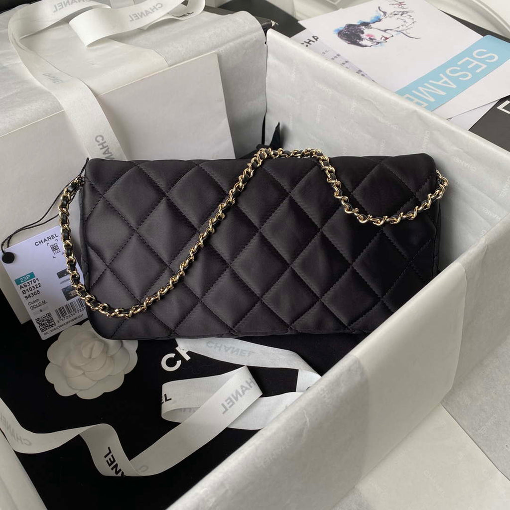 Chanel AS3791 Flap Bag Velvet and Lambskin Black