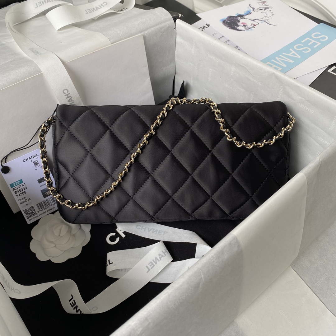 Chanel AS3791 Flap Bag Velvet and Lambskin Black