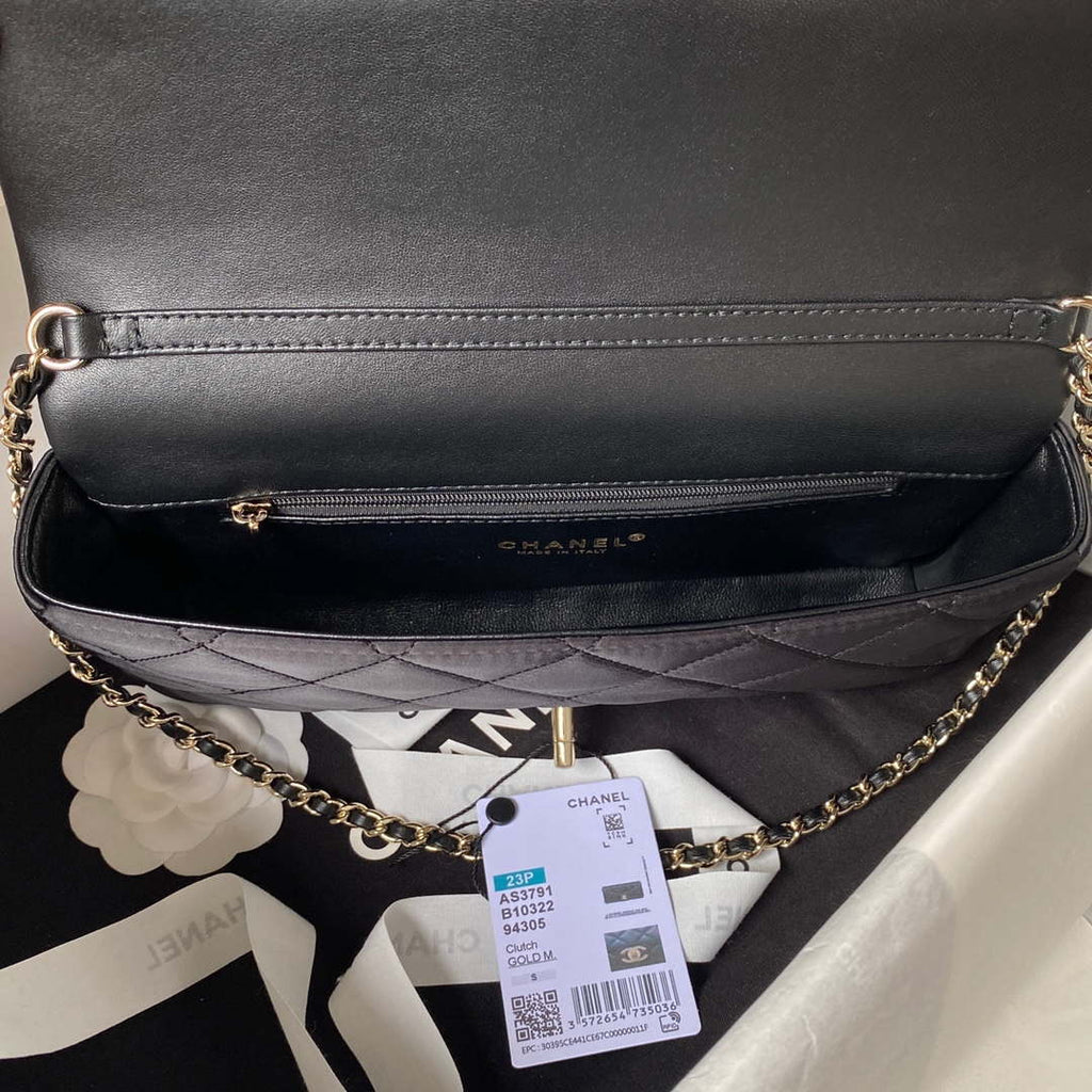 Chanel AS3791 Flap Bag Velvet and Lambskin Black