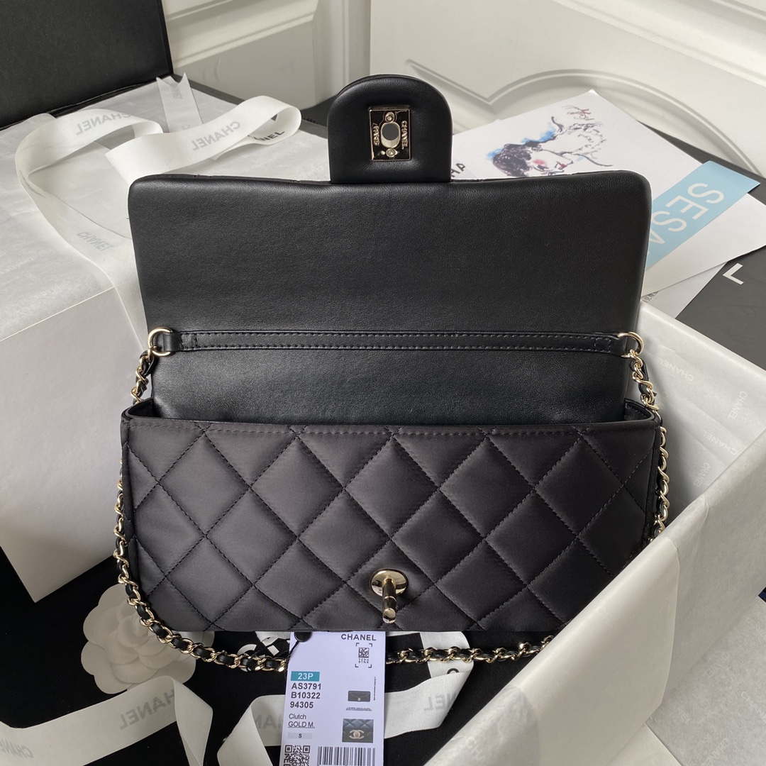 Chanel AS3791 Flap Bag Velvet and Lambskin Black - Default Title - View 7