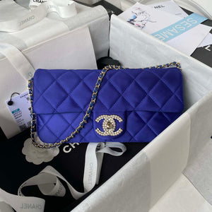 Chanel AS3791 Flap Bag Velvet and Lambskin Blue - Default Title - View 1