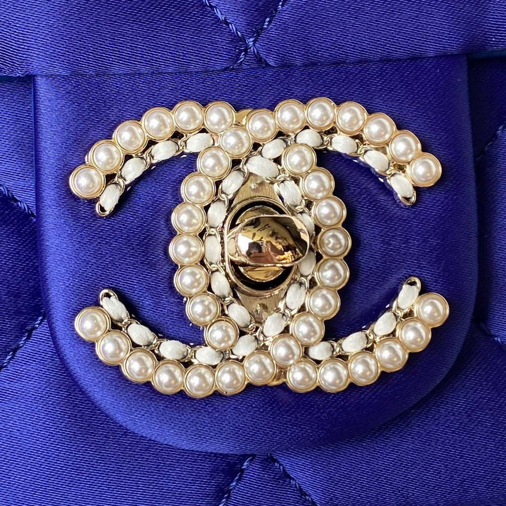 Chanel AS3791 Flap Bag Velvet and Lambskin Blue