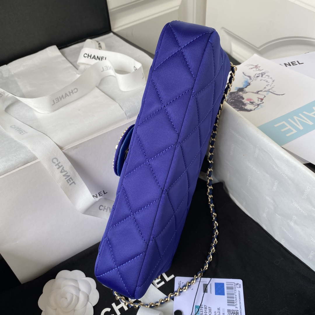 Chanel AS3791 Flap Bag Velvet and Lambskin Blue - Default Title - View 5