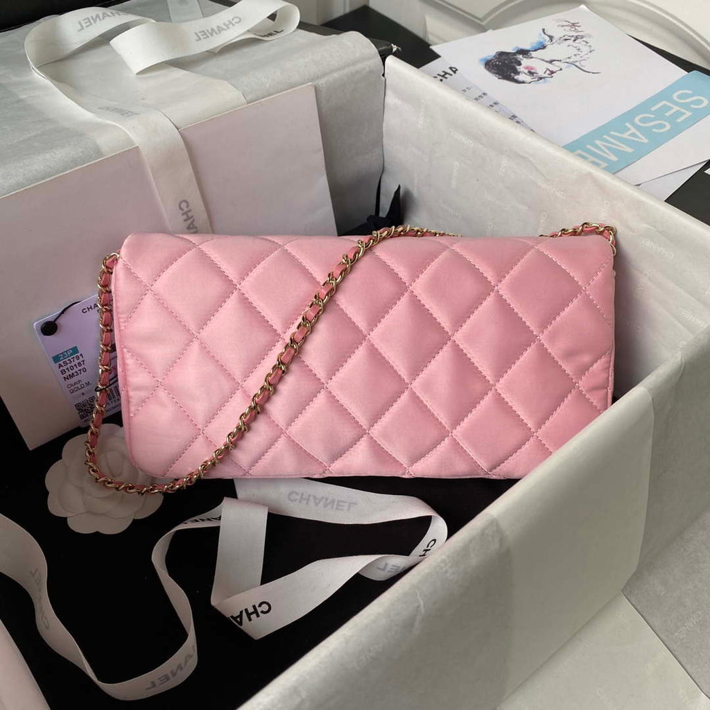 Chanel AS3791 Flap Bag Velvet and Lambskin Pink