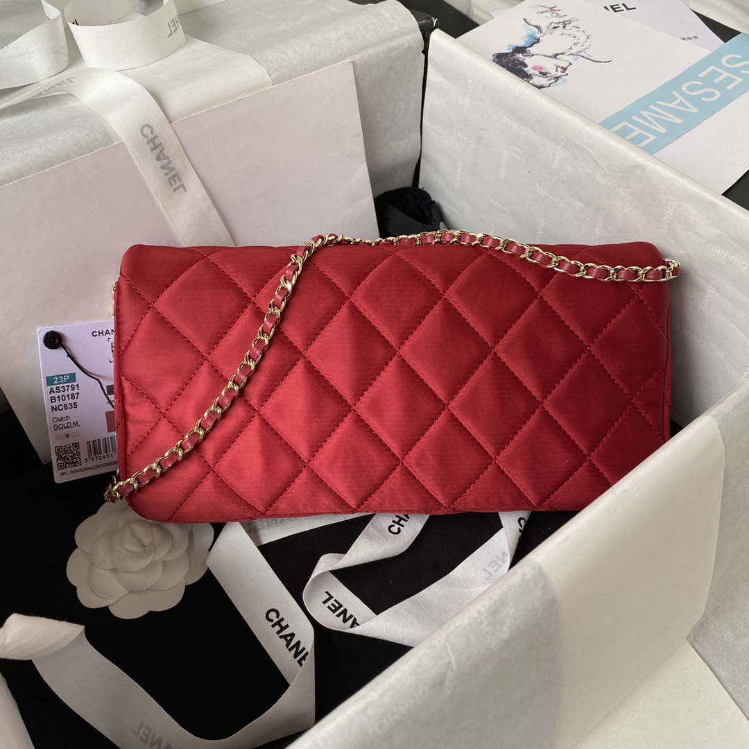 Chanel AS3791 Flap Bag Velvet and Lambskin Red