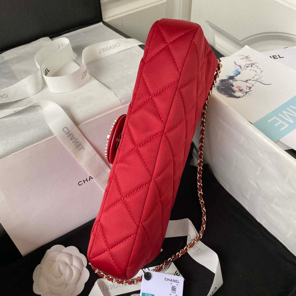Chanel AS3791 Flap Bag Velvet and Lambskin Red