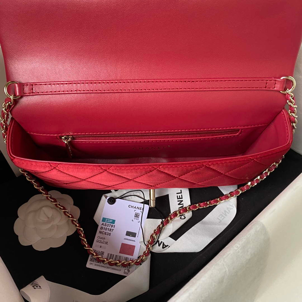 Chanel AS3791 Flap Bag Velvet and Lambskin Red
