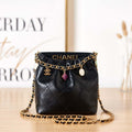 Chanel AS3793 Small Bucket Bag Lambskin Resin & Gold-Tone Metal Black - Default Title - View 1