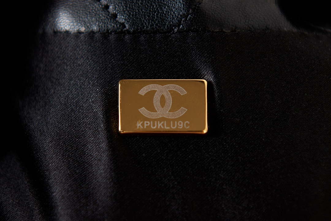 Chanel AS3793 Small Bucket Bag Lambskin Resin & Gold-Tone Metal Black