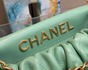 Chanel AS3793 Small Bucket Bag Lambskin Resin & Gold-Tone Metal Light Green - Default Title - View 2