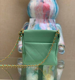 Chanel AS3793 Small Bucket Bag Lambskin Resin & Gold-Tone Metal Light Green - Default Title - View 3