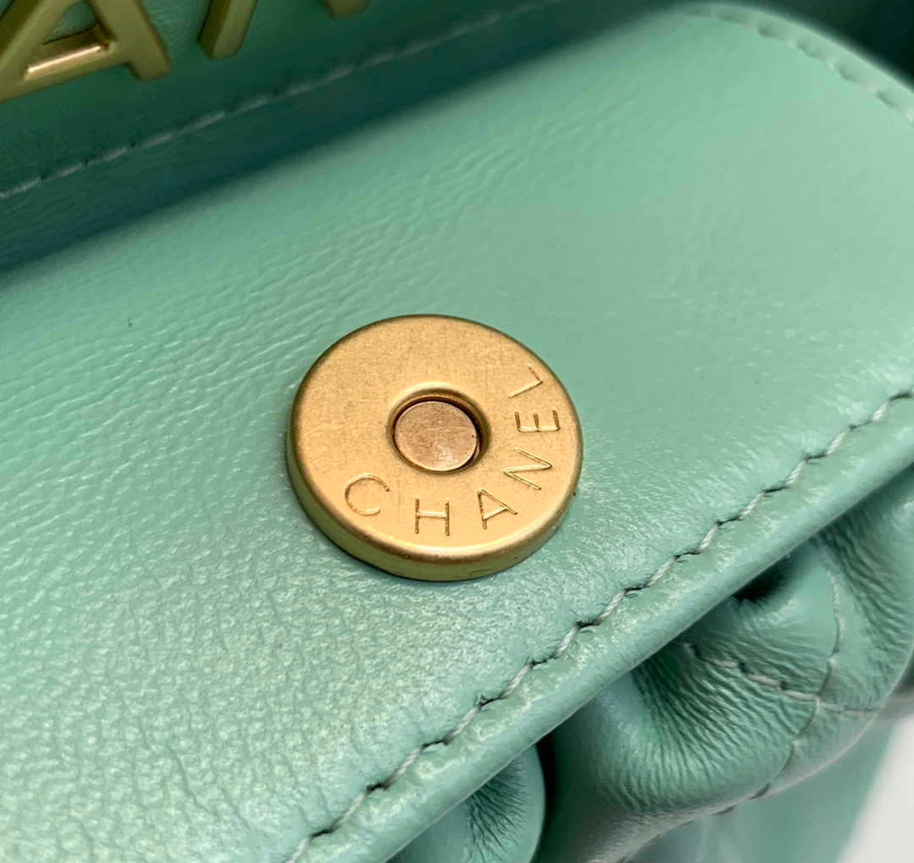 Chanel AS3793 Small Bucket Bag Lambskin Resin & Gold-Tone Metal Light Green