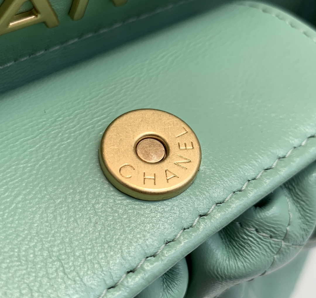 Chanel AS3793 Small Bucket Bag Lambskin Resin & Gold-Tone Metal Light Green - Default Title - View 5