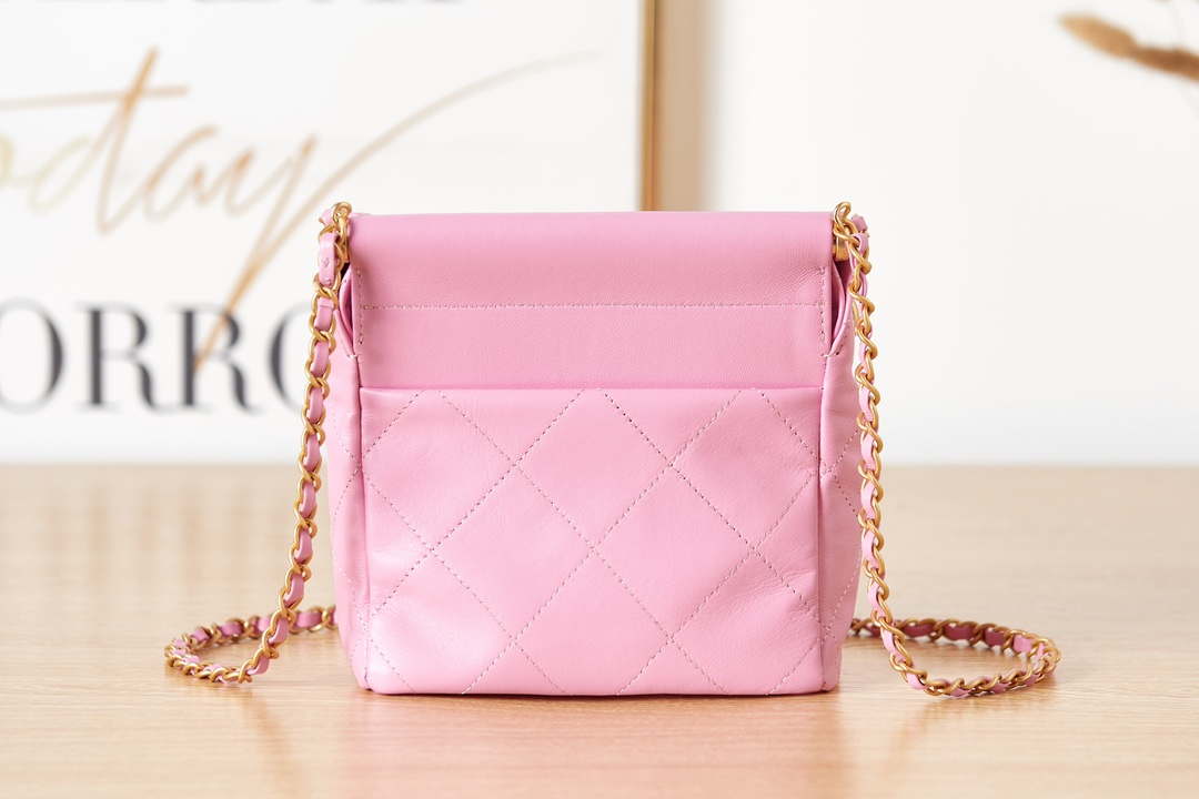 Chanel AS3793 Small Bucket Bag Lambskin Resin & Gold-Tone Metal Pink - Default Title - View 4