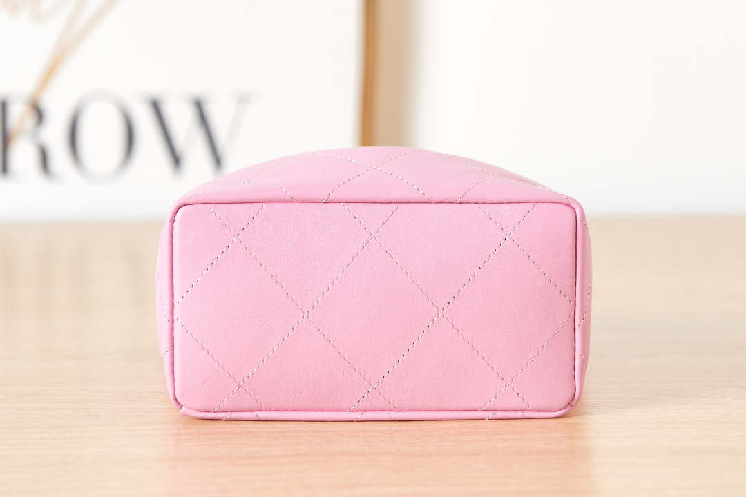 Chanel AS3793 Small Bucket Bag Lambskin Resin & Gold-Tone Metal Pink