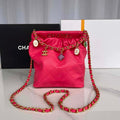 Chanel AS3793 Small Bucket Bag Lambskin Resin & Gold-Tone Metal Red - Default Title - View 1