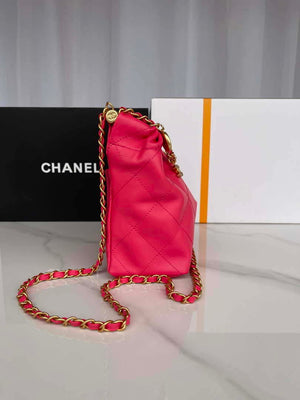 Chanel AS3793 Small Bucket Bag Lambskin Resin & Gold-Tone Metal Red - Default Title - View 2