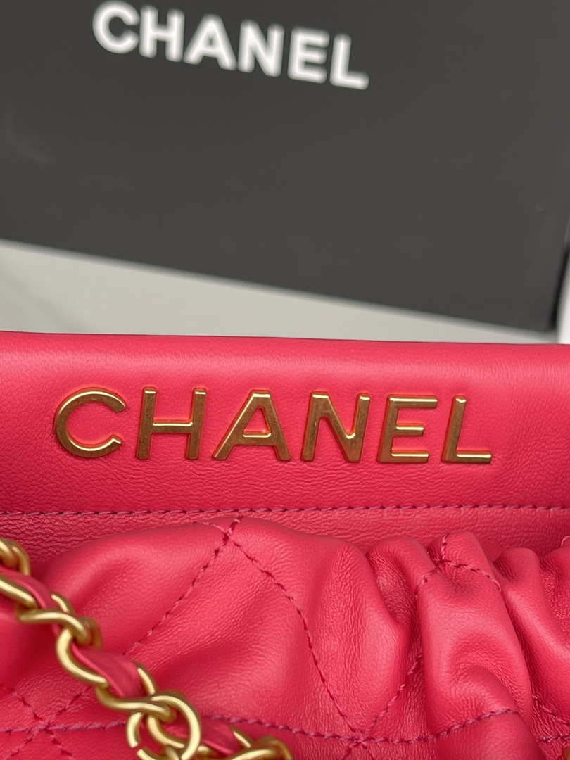 Chanel AS3793 Small Bucket Bag Lambskin Resin & Gold-Tone Metal Red - Default Title - View 4