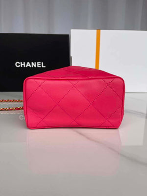 Chanel AS3793 Small Bucket Bag Lambskin Resin & Gold-Tone Metal Red - Default Title - View 6