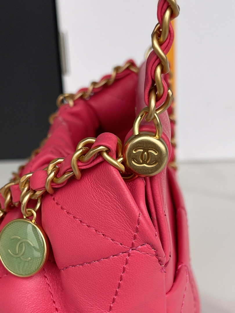 Chanel AS3793 Small Bucket Bag Lambskin Resin & Gold-Tone Metal Red - Default Title - View 7